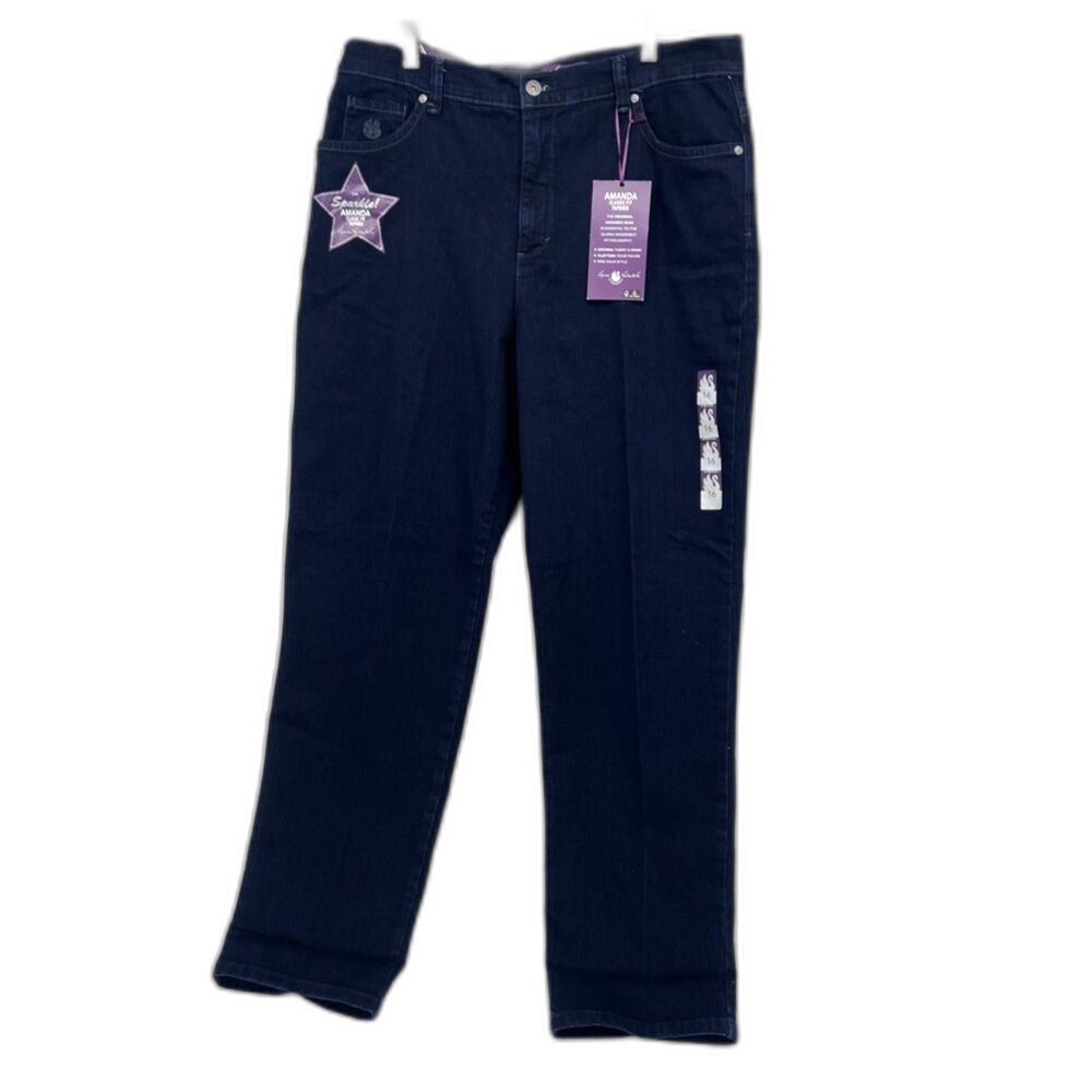Gloria Vanderbilt NWT Amanda Classic Fit Tapered Tummy Slimmer Denim Jeans SZ 16